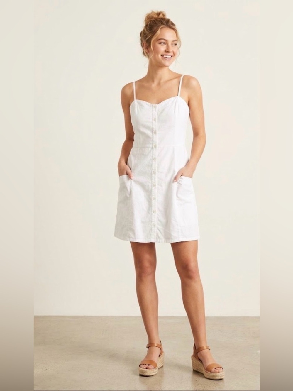 Abercrombie & Fitch White Cotton Button Up Mini Dress Sundress XL